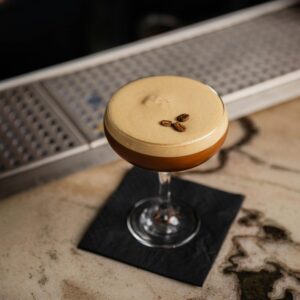 tequila espresso cocktail with garnish close up