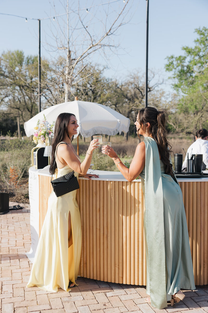 spritz bar at wedding reception with custom cocktails