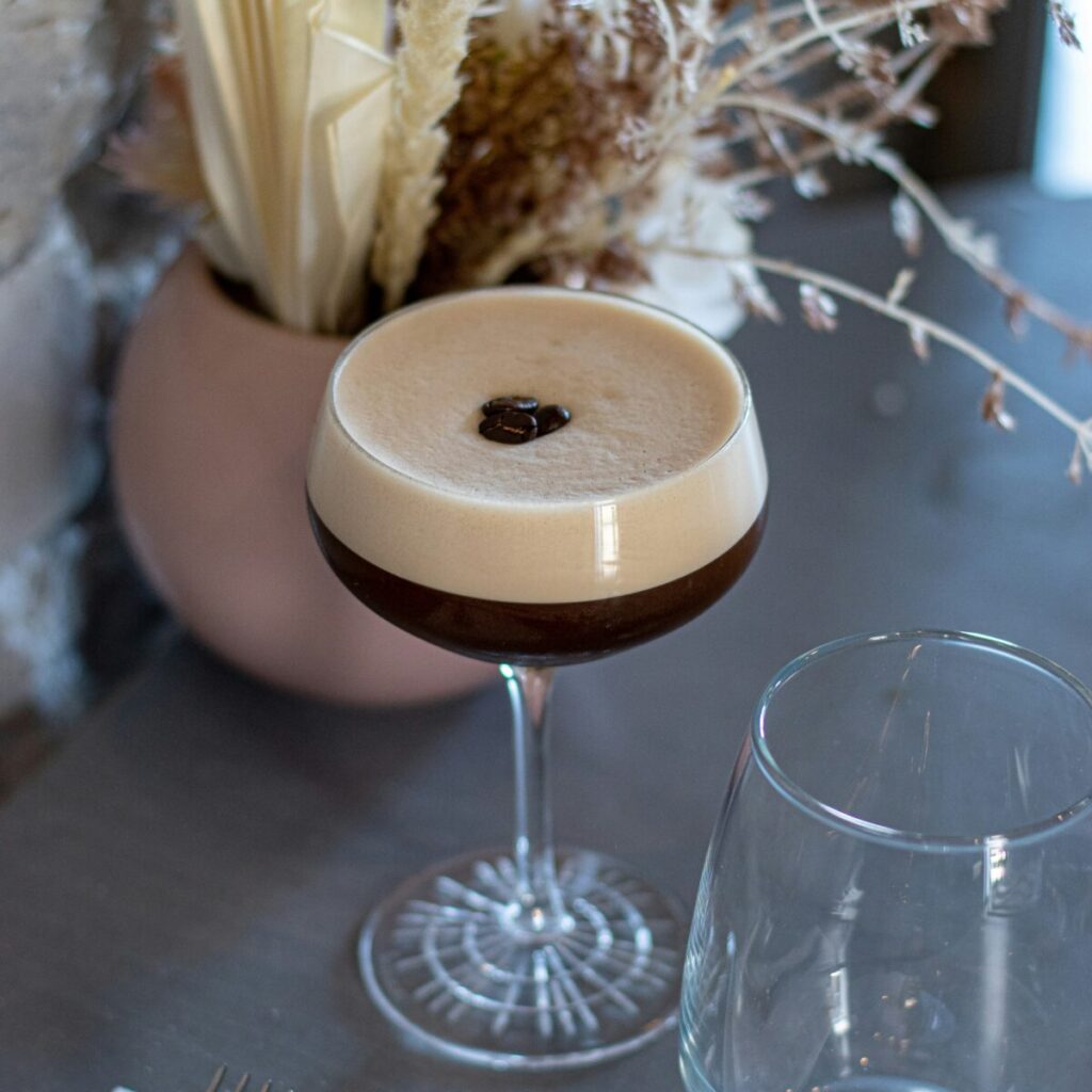 Mexican Cocoa Espresso Martini holiday cocktail featuring chocolate and coffee flavors